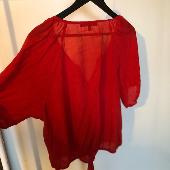 HeartSoul red pullover shirt with tie at waist - Picture 2 of 3